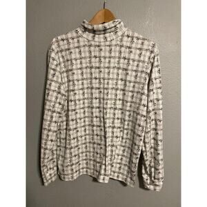 Vintage Classic Elements Top Womens Medium Plaid Floral Turtleneck Granny 90s